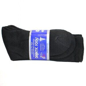 Weitzner Men's Black Diabetic Crew Mid Socks 3 Pair Loose Fit Top 13-15 XL